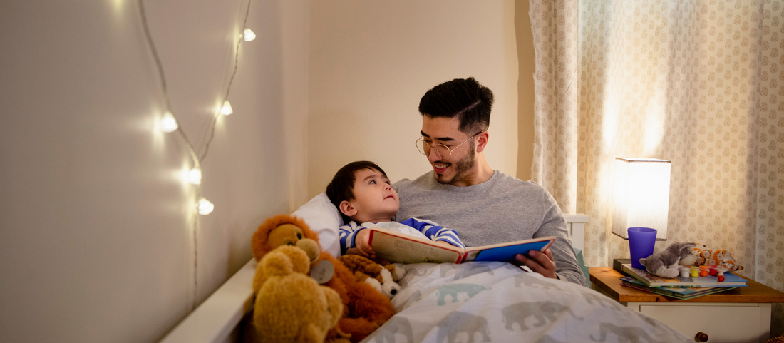 Parent guiding young child through Yoga Nidra at bedtime — a practical guide for parents | Nidra Mind