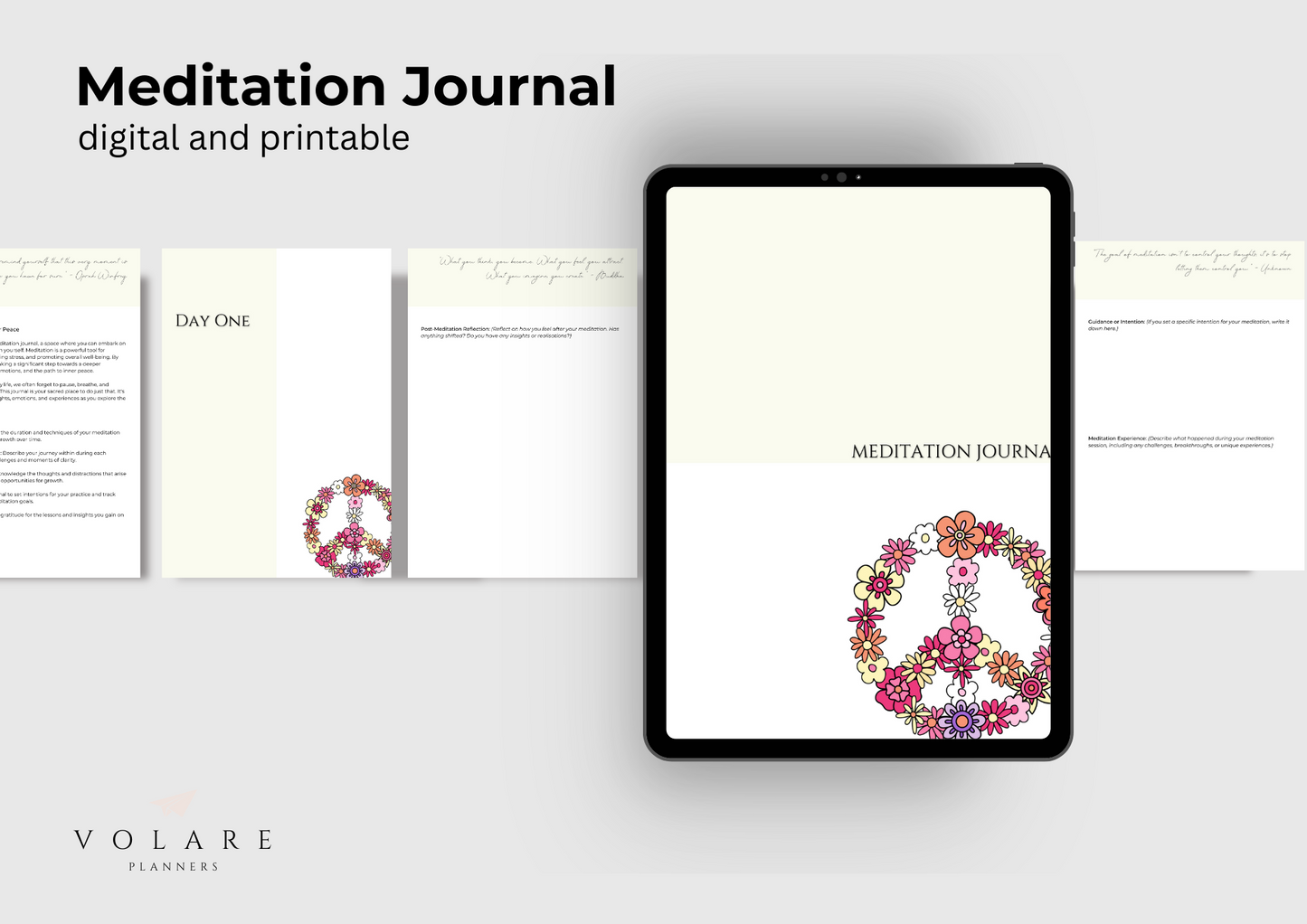 Meditation Planner by Volare Planners - Digital and Printable - Peace