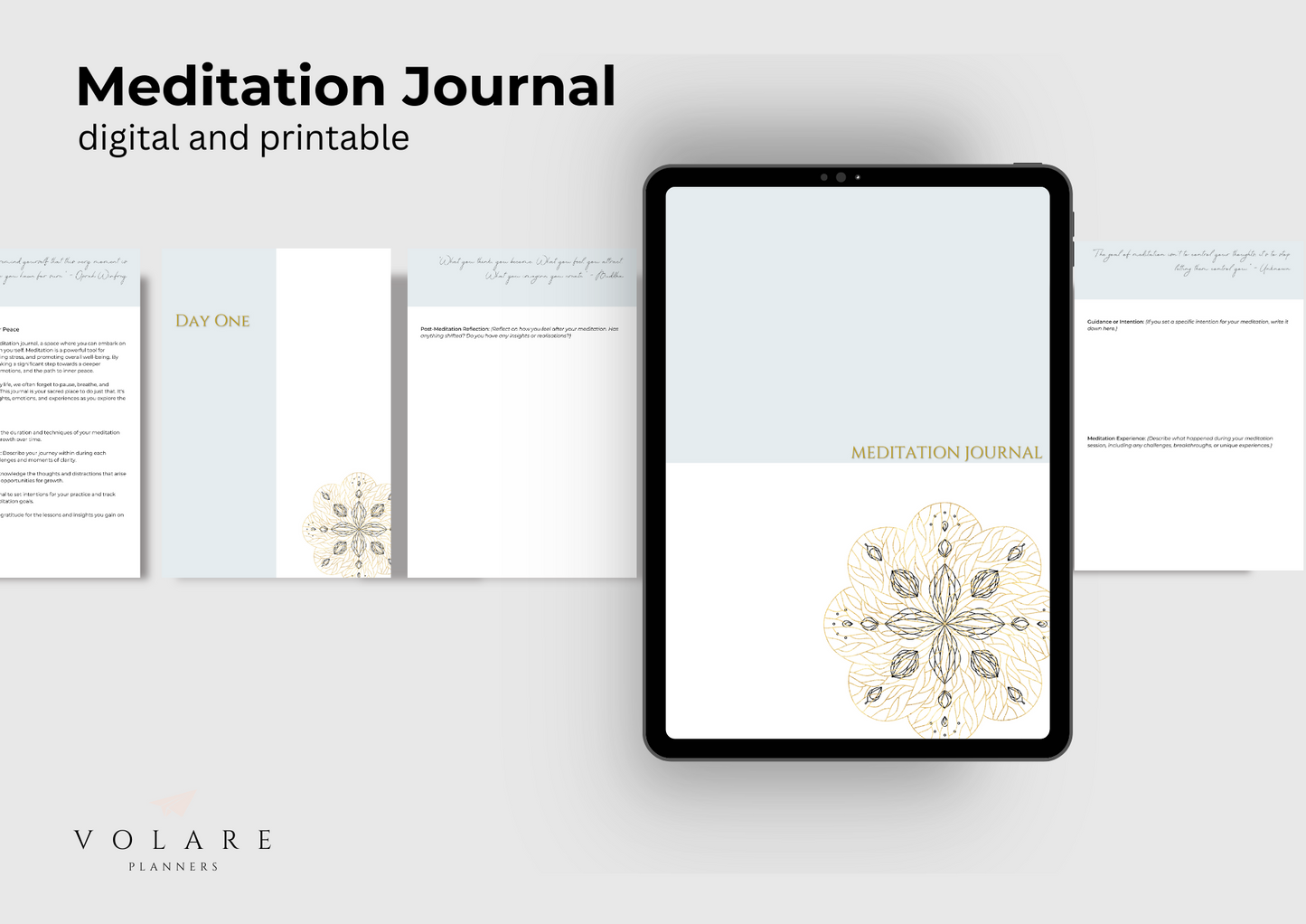 Meditation Planner by Volare Planners - Digital and Printable - Mandala