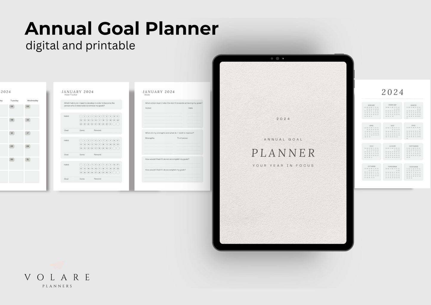 2024 Annual Goal Planner - Grey