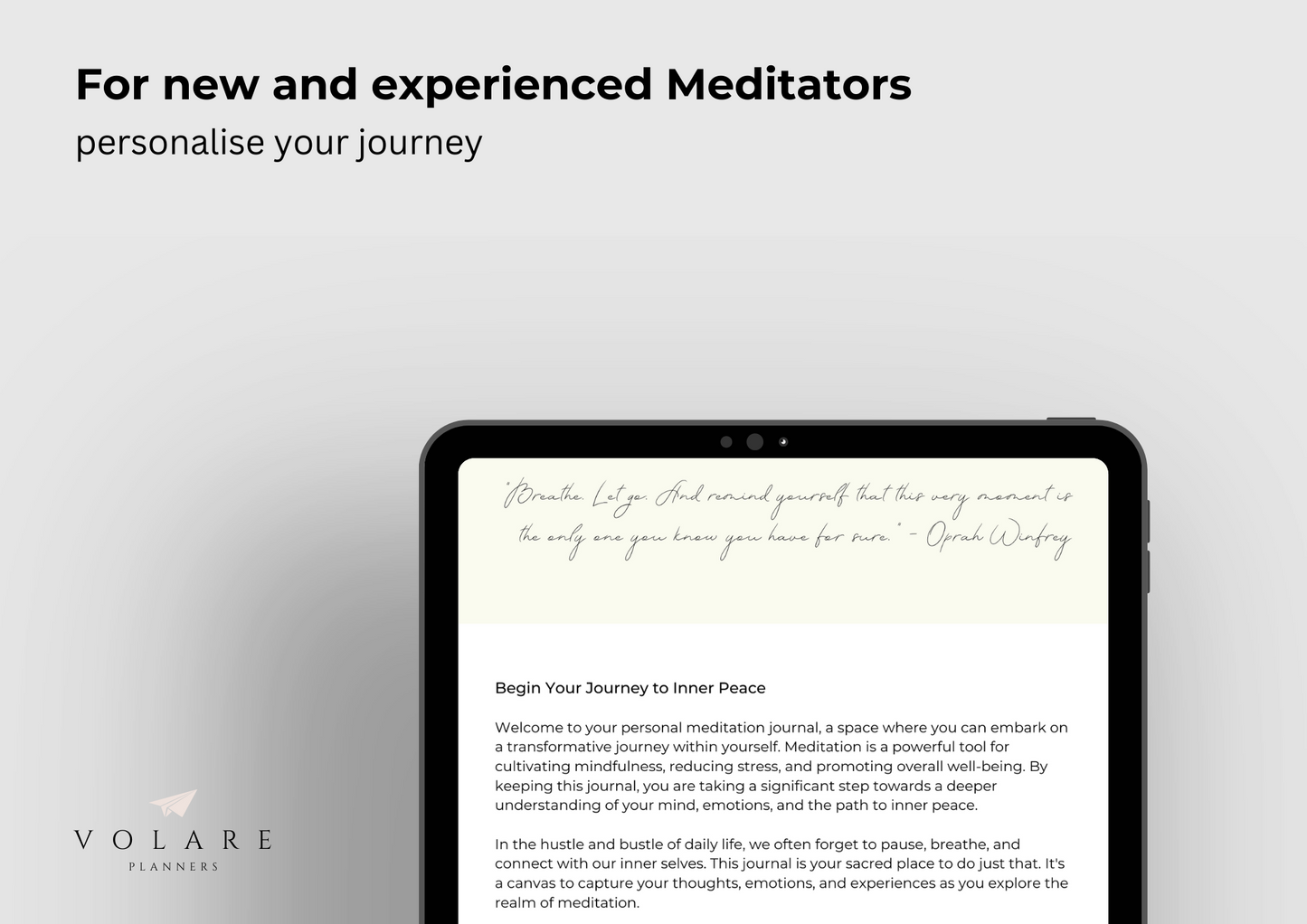 Meditation Planner by Volare Planners - Digital and Printable - Peace