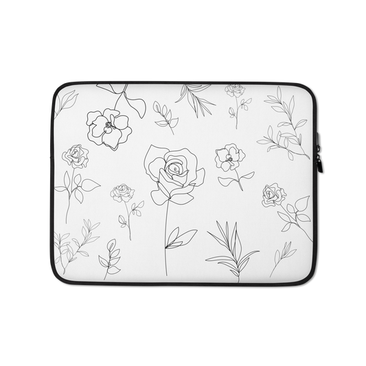 Floral Laptop Sleeve - white
